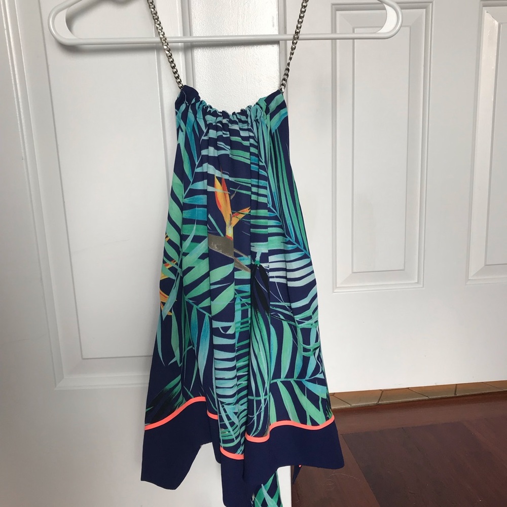 Open Back Tropical Halter Top